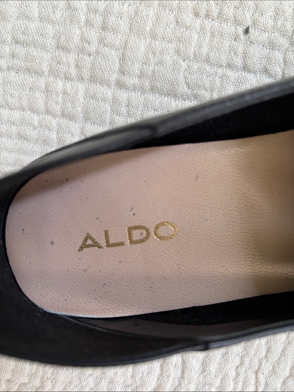 Aldo Leather Gold Buckle Black Loafers Size 6 - Picture 6 of 6